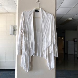 AB Studios white open front white cardigan